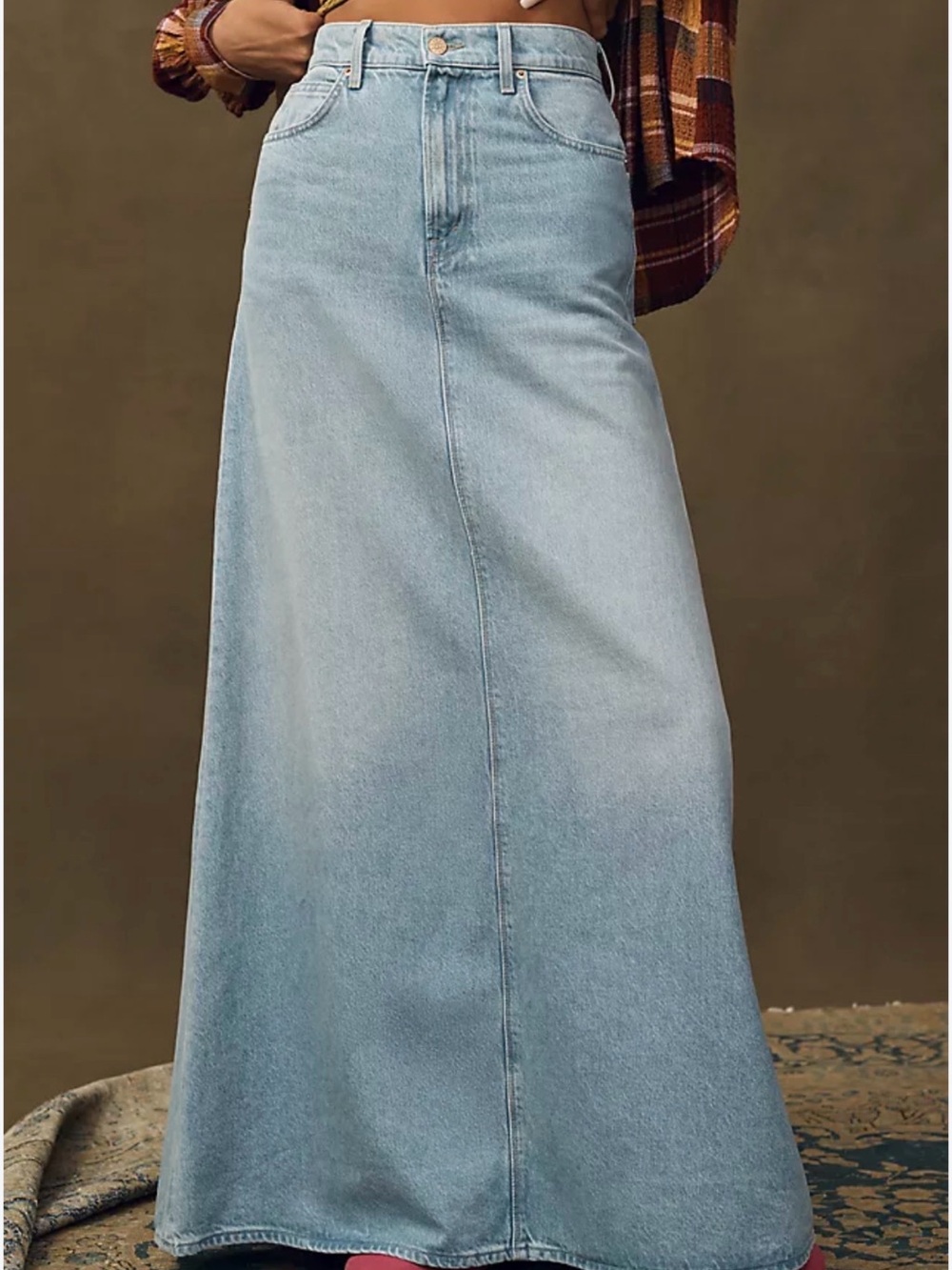 MOTHER Snacks the sugar cone  Light Blue Denim Maxi Skirt size 29